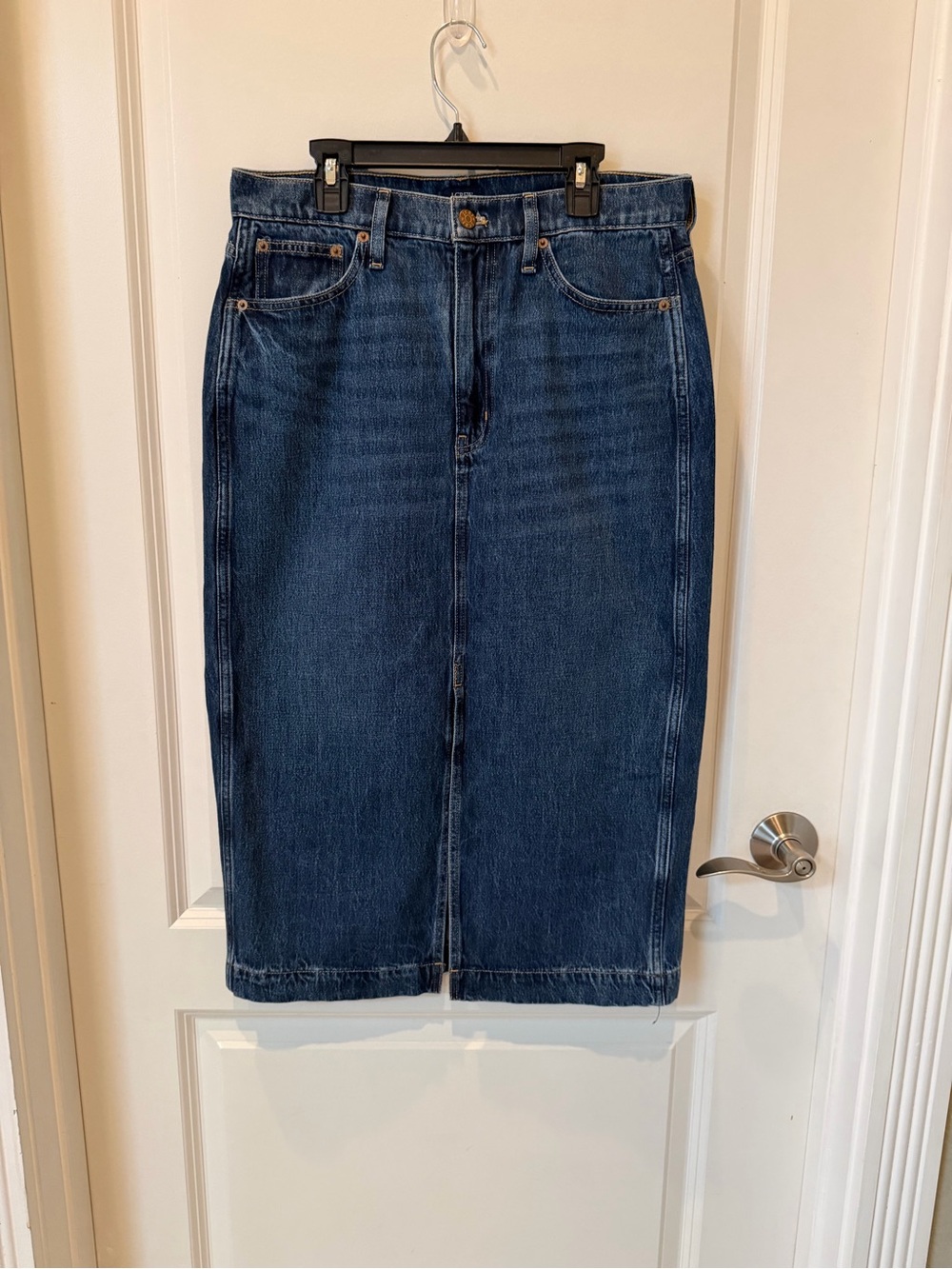 J. Crew Dark Blue Denim Midi Skirt NWOT
